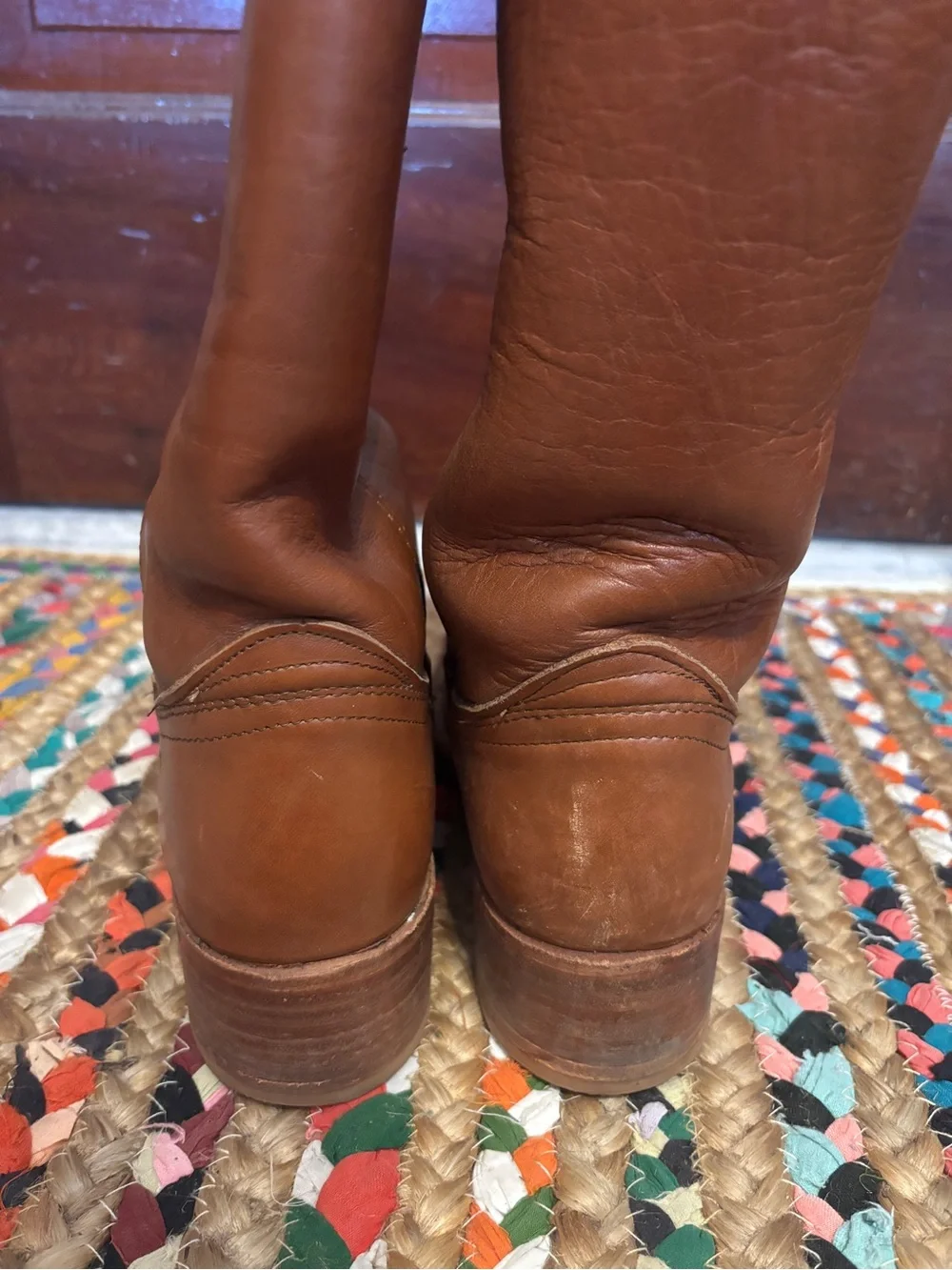 Frye Vintage Campus Brown Leather Mid-Calf Boots Made in USA
